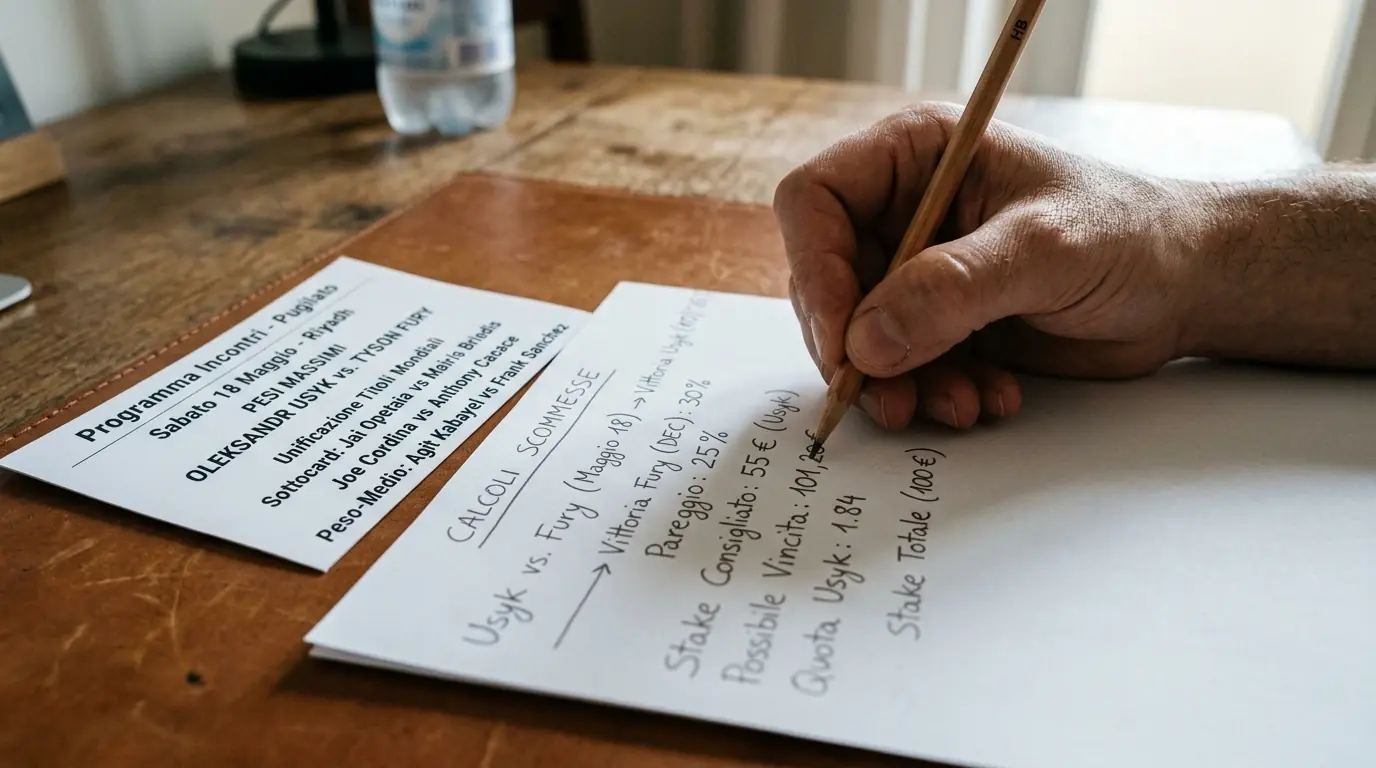 Foglio di calcolo manuale con quote e percentuali stimate per un incontro
