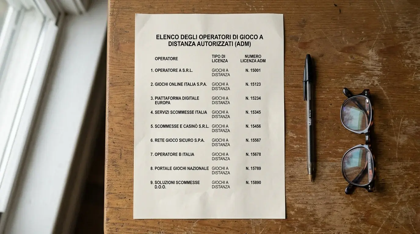 Foglio stampato con elenco generico di operatori autorizzati