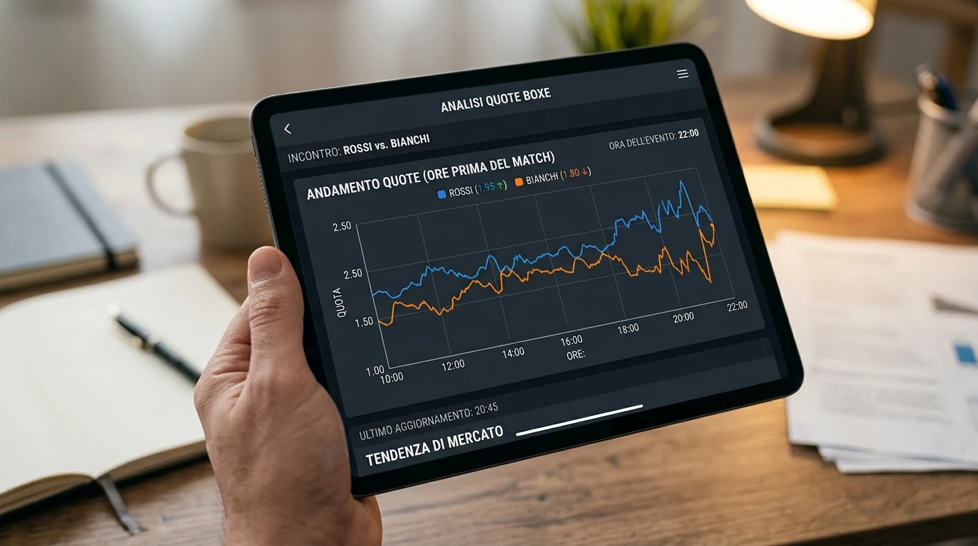 Schermata di movimento delle quote pre-match con linea temporale che mostra variazioni nelle ore prima dell'incontro