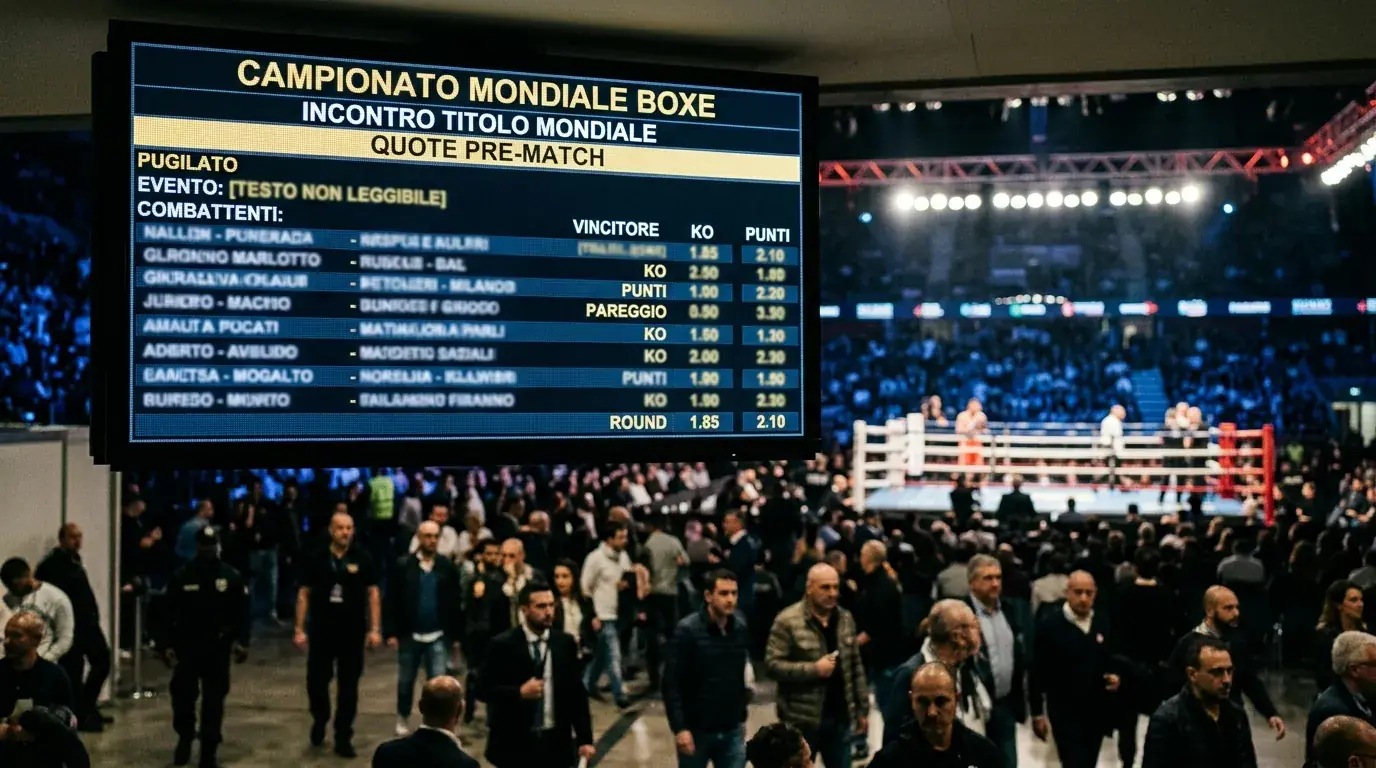 Tabellone elettronico con quote di un incontro mondiale di pugilato